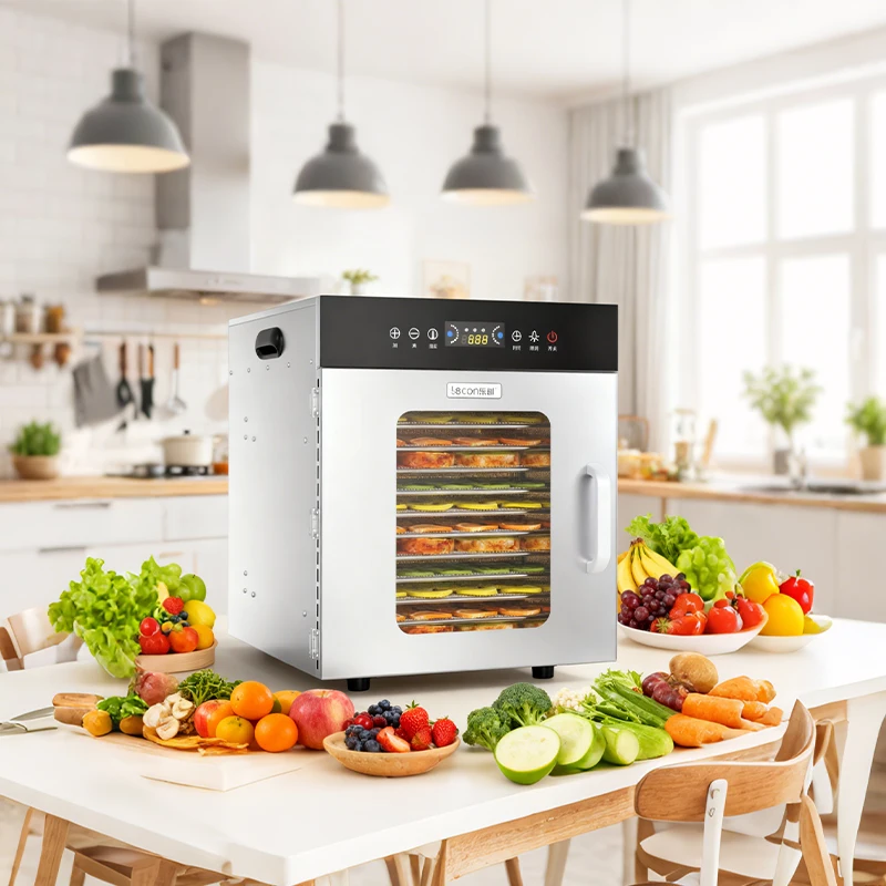 8/12-layer الغذاء ديهيدراتور الفواكه الخضروات اللحوم الحيوانات الأليفة يعامل التجارية المنزل استخدام آلة التجفيف 1000 واط الفولاذ المقاوم للصدأ مجفف الطعام