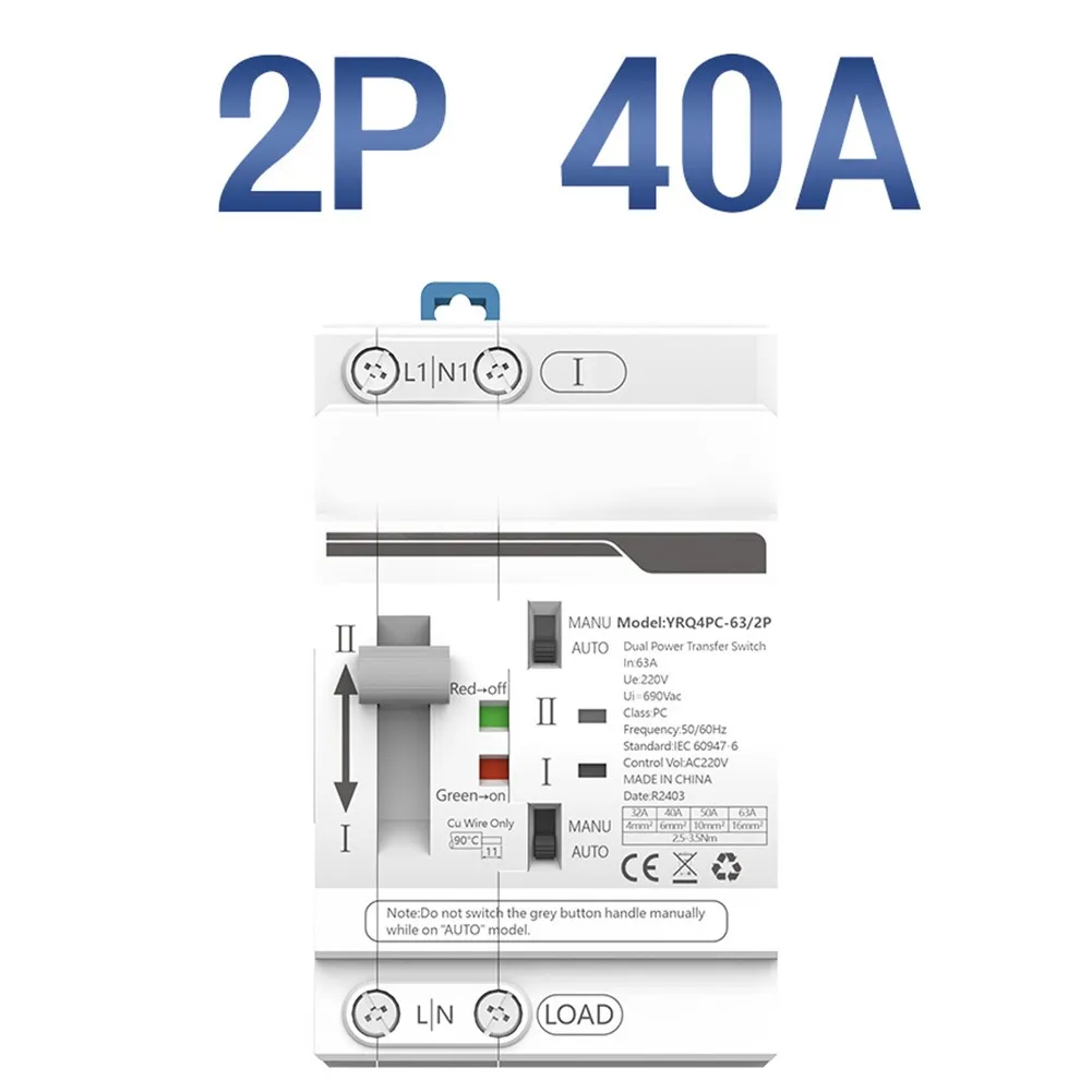 220V Power Switch Automatic Transfer Switch Automatic Mode Reliable Specifications Wide Application Insulation Voltage 690VAC