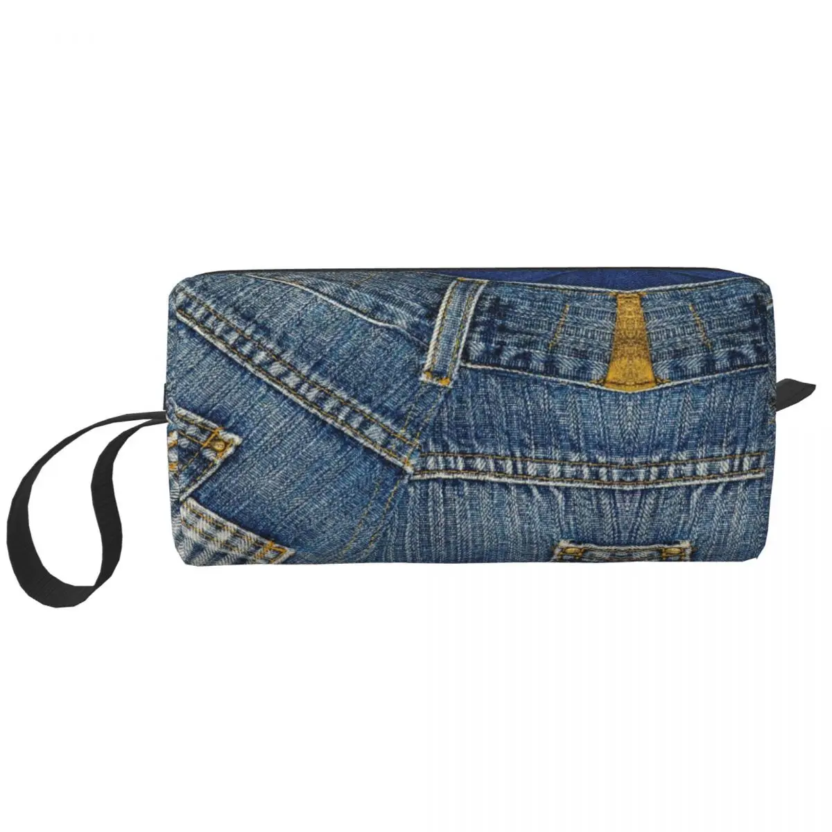 Behind Pants I Love Bluejeans Denim Makeup Bag Cosmetic Storage Dopp Kit Toiletry Cosmetic Bag Women Beauty Travel Pencil Case