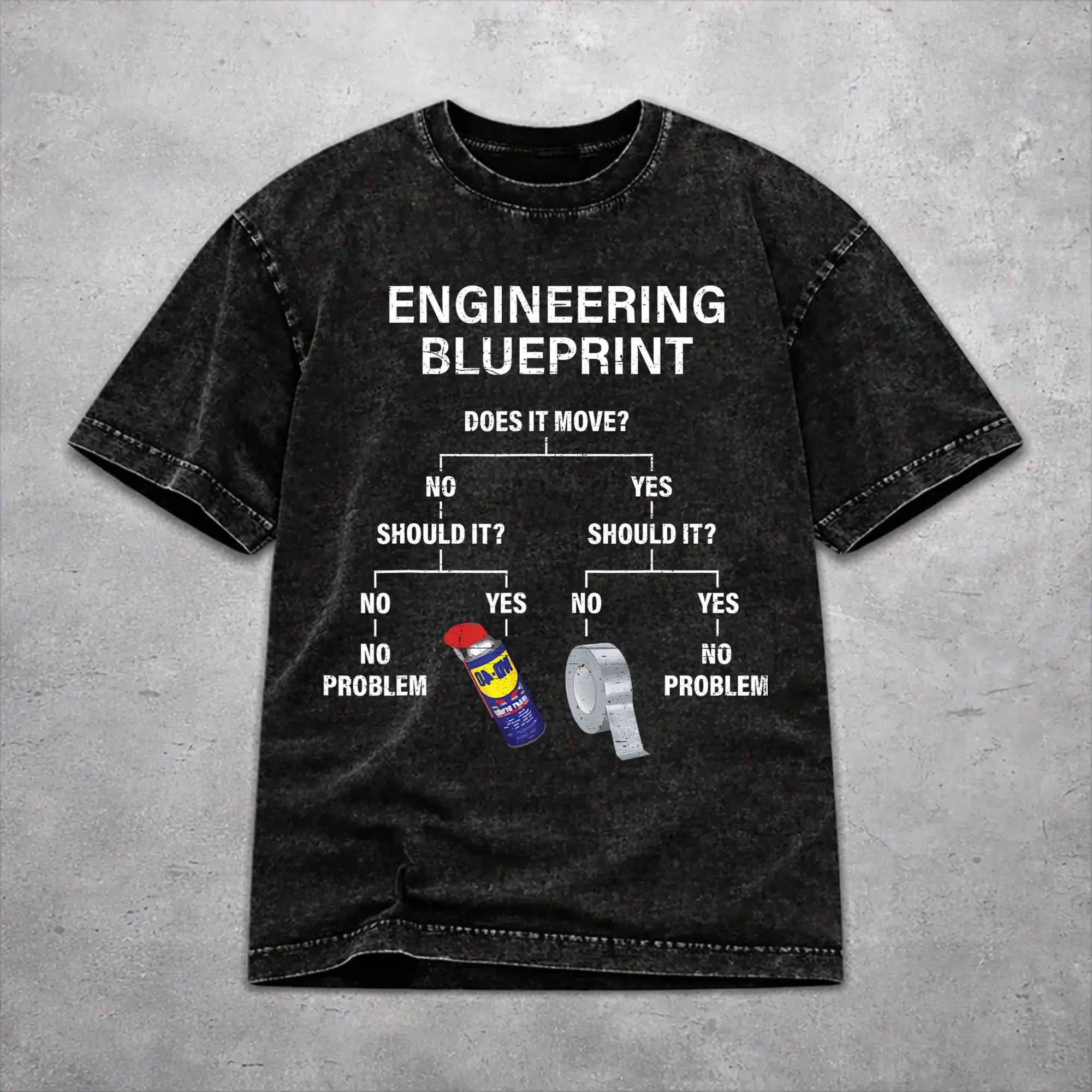 My Engineering Blueprint - Funny Engineer  Washed T Shirt Streetwear Hip Hop T-Shirt  Tees Men Women Streetwear