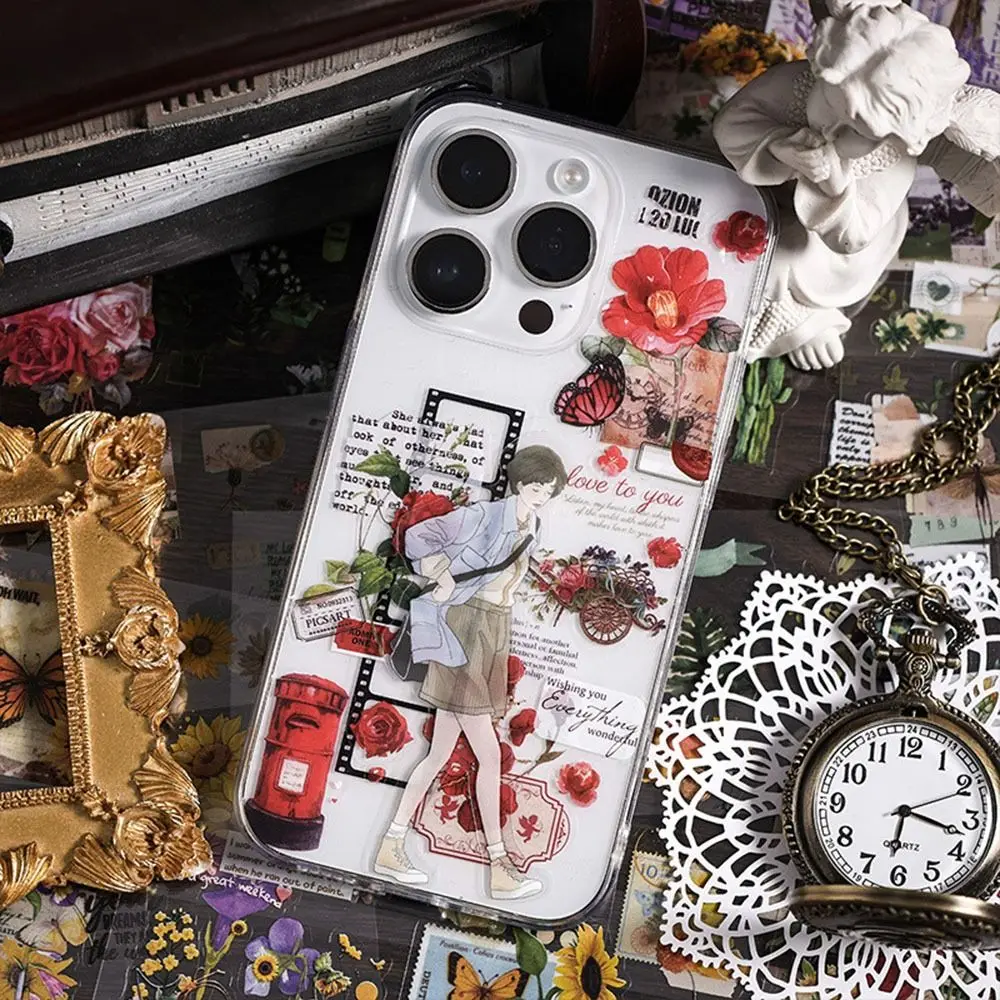 6 Sheets Artistic Waterproof Decorative Stickers Handbook Decor Student Stationery Scrapbooking Sticker DIY Adhesive Stickers