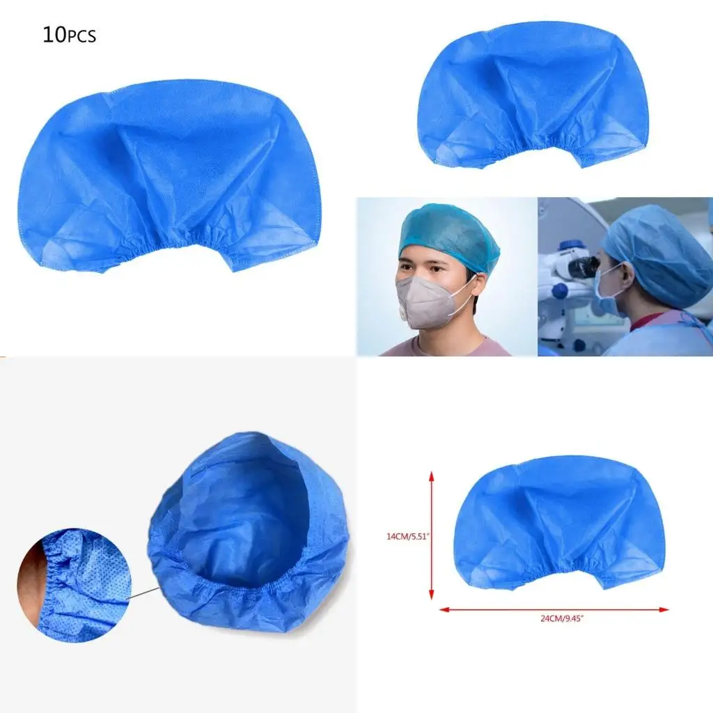 10pcs Disposable Cap Hair for Head Cover Net Non-Woven Hairnet for Labs Spa Nurse Service for Healt