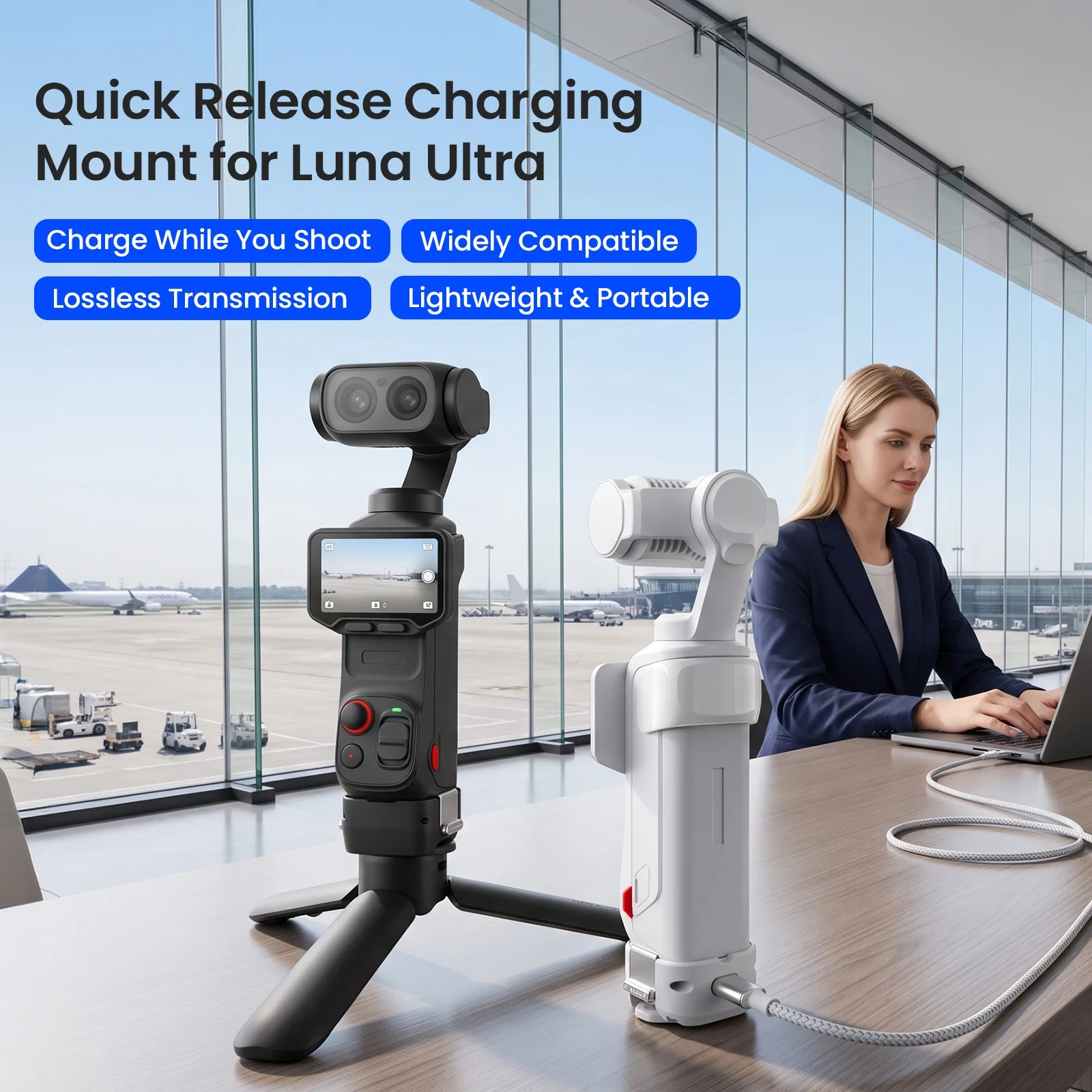 Quick Release Charging Mount for Luna Ultra,Charge While You Shoot/Widely Compatible/Lossless Transmission/Lightweight&Portable