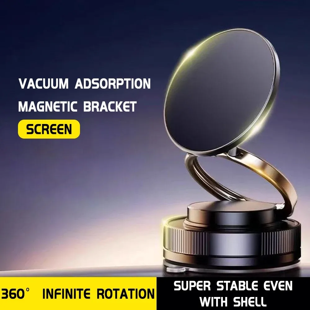 

Foldable Dual Ring Car Magnetic Phone Mount360°Rotation Vacuum Suction Ideal For NavigationTranslationCompatible With All Phones