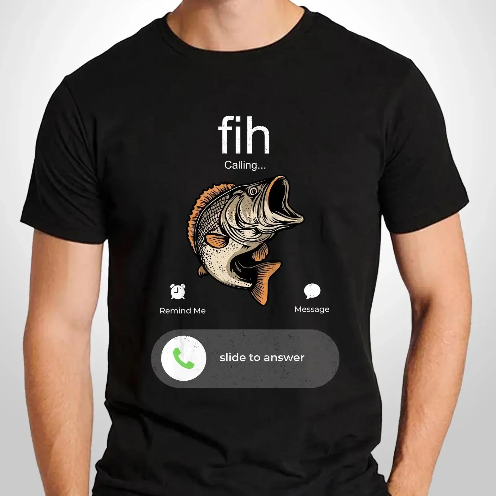 Fish Calling T Shirt Bass Fishing Cotton Summer Apparel for Him vintage Washed Slightly Top For Everyday Wear Soft Unisex