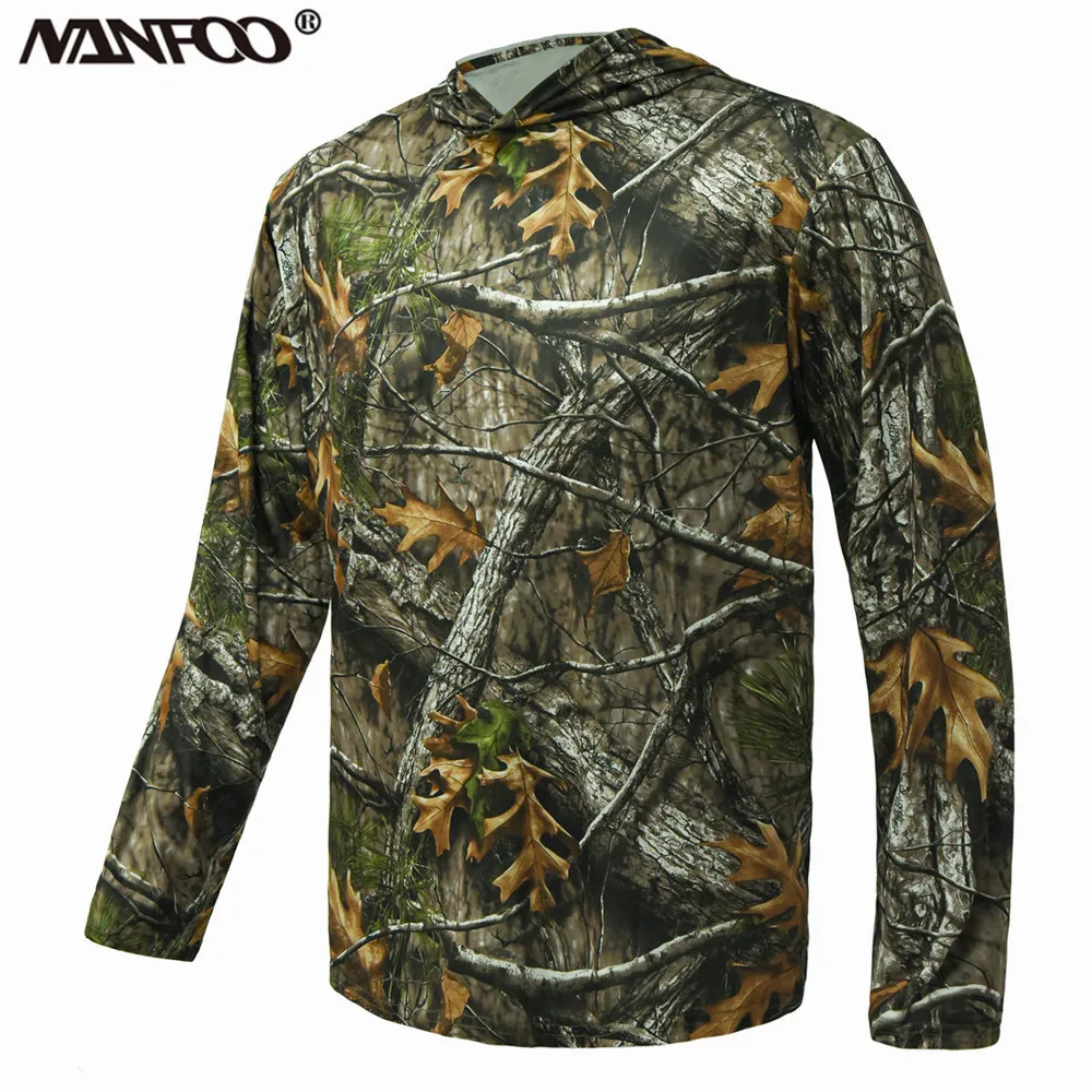 UPF50+ Breathable Elastic Fast Drying Sports Hoodie Jungle Photography Bird Watching Bionic Camouflage Hunting Fishing Clothes