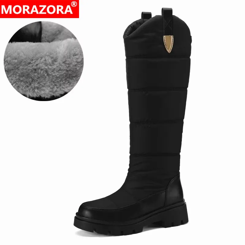 MORAZORA Plus Size 35-44 New Snow Boots Women Thick Fur Warm Knee High Boots Platform Winter Boots Waterproof  Long  Shoes