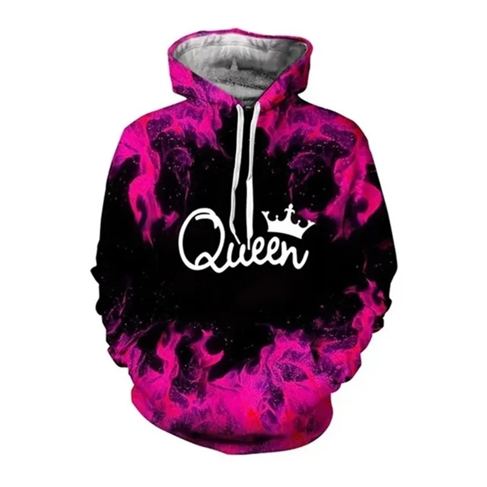 3d Print Trendy Matching Couple King And Queen Hoodie For Autumn Long Sleeve Pullover Sweatshirt Causal Oversized Hoodie For Men