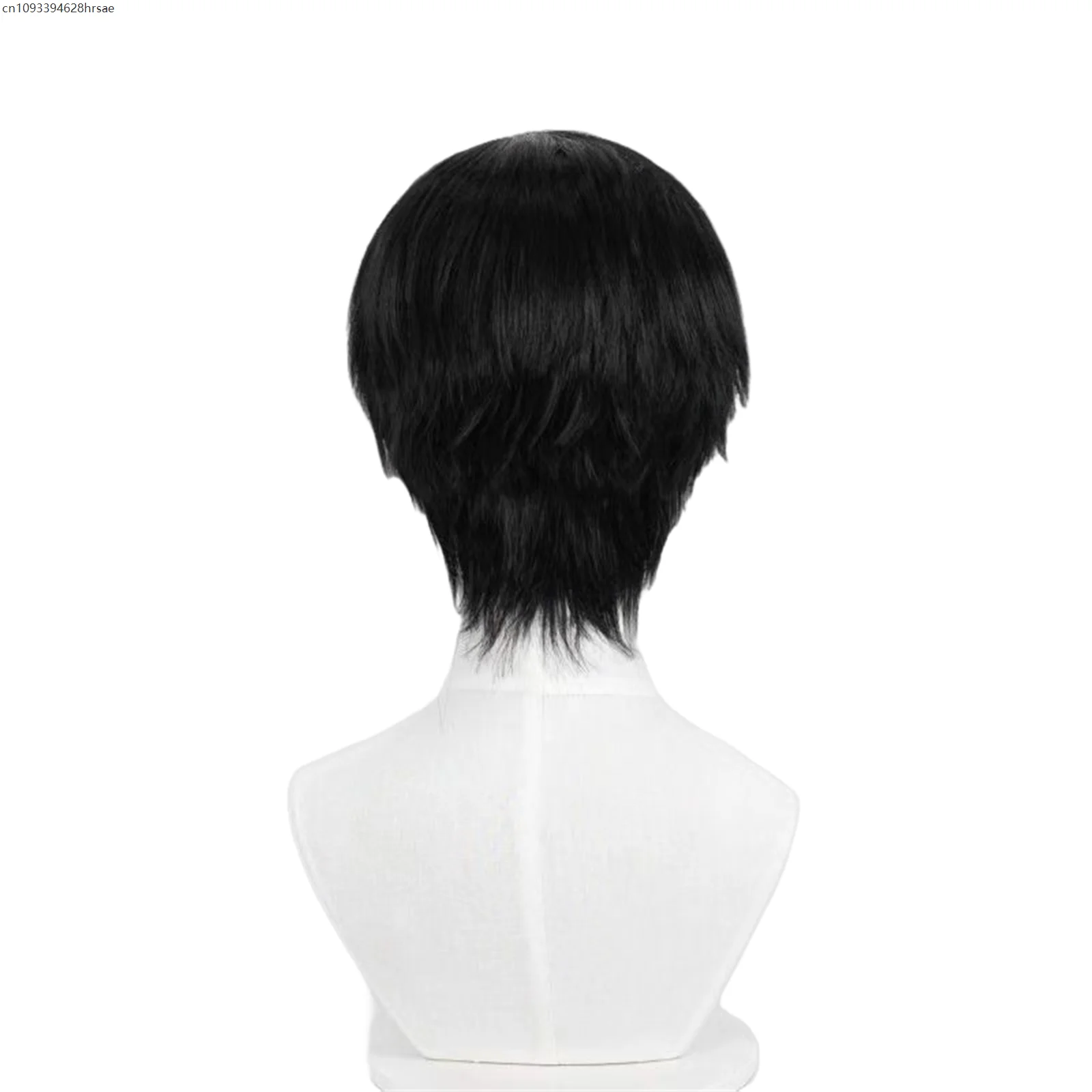 Peluca de Cosplay, pelucas cortas negras, pelucas de Anime, pelo sintético resistente al calor, accesorios para disfraz de fiesta de Halloween