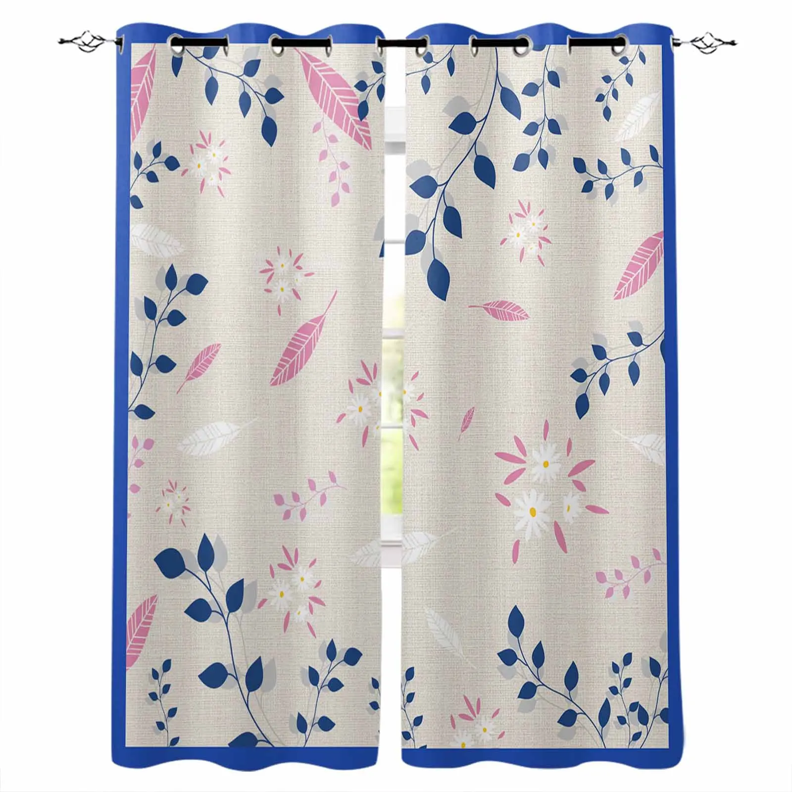 

Abstract Plants Leaves Flowers Window Curtains for Living Room Kitchen Curtain Bedroom Decorative Window Treatments