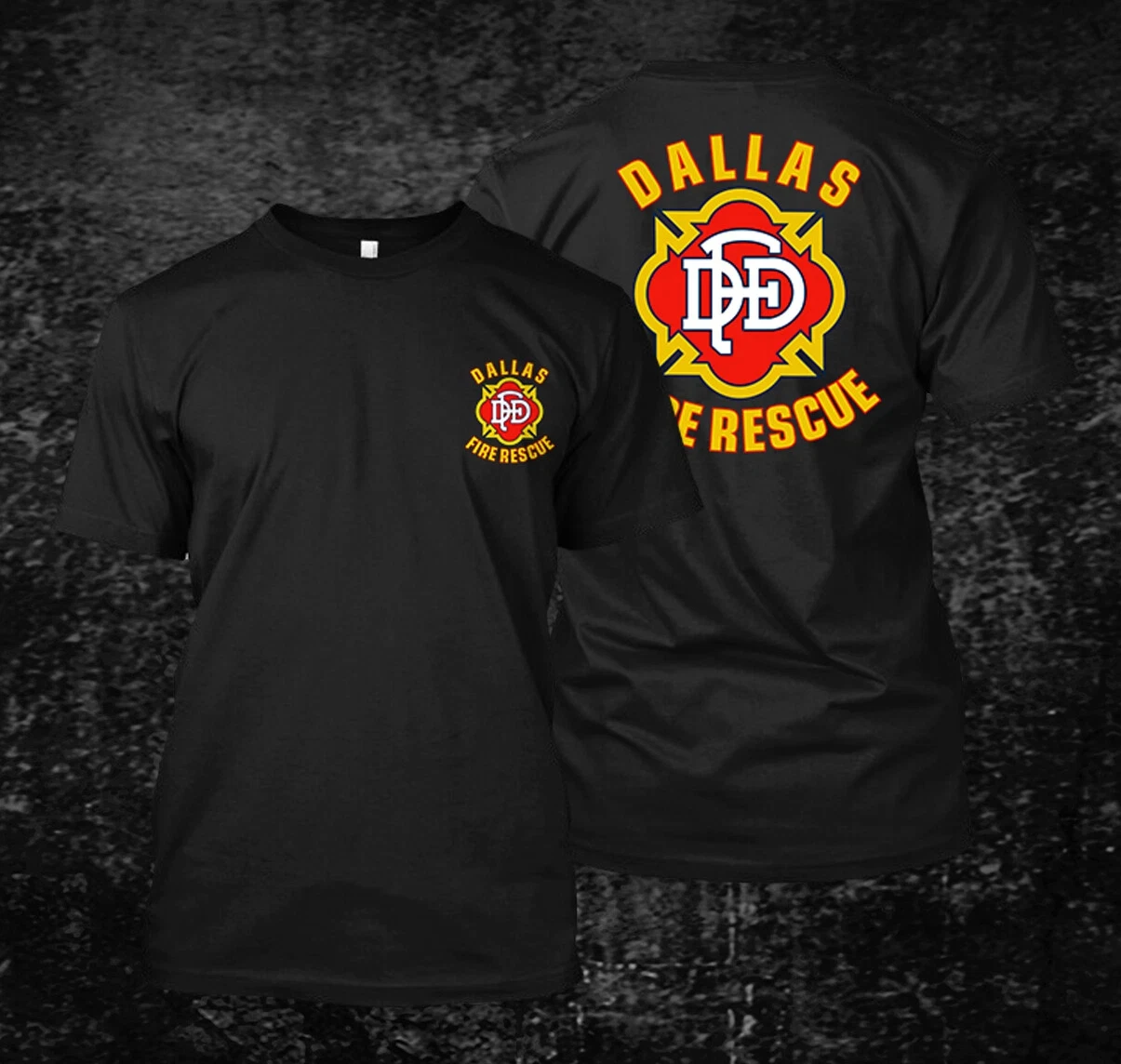 New Dallas Fire Rescue - Custom Men's Back and Front T-Shirt Tee