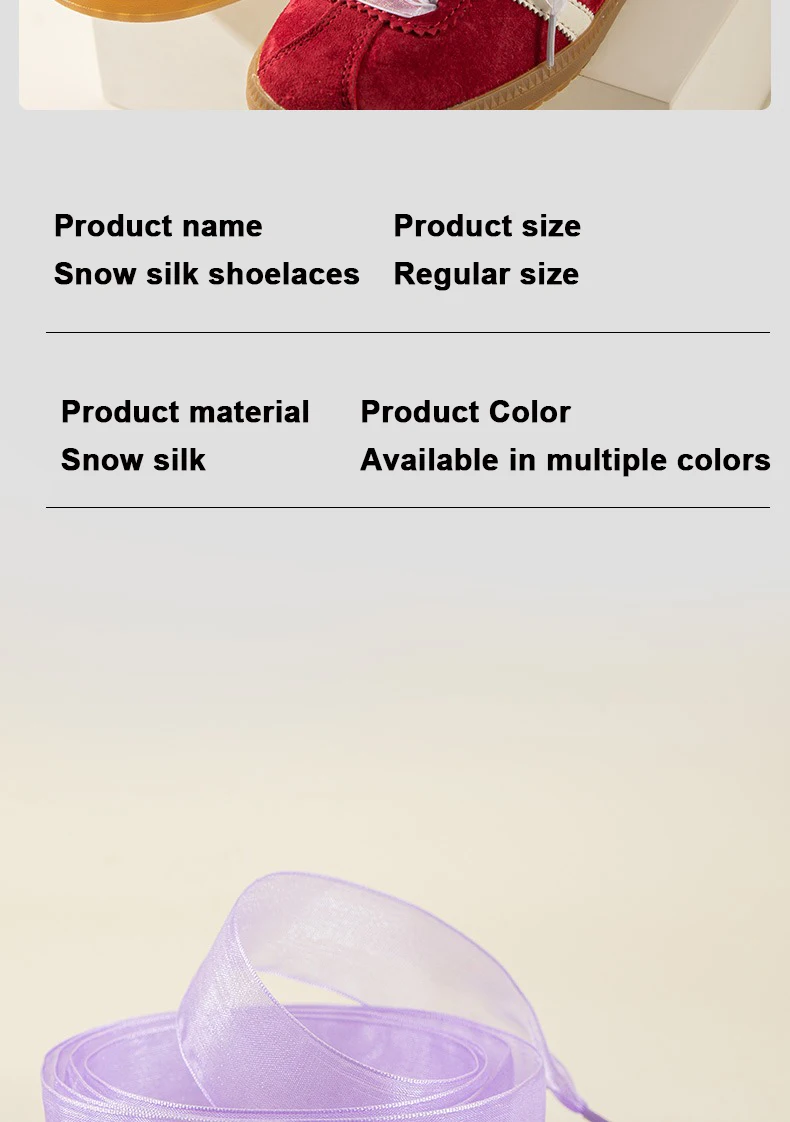 Flache Seiden-Schnürsenkel, Tüll-Gewebe, Schneefarbene Schnürsenkel für Sneaker, Ballettschnürsenkel, Chiffon-Garn-Schnürsenkel, Schuhzubehör, 2,5 cm Breite – Detail 8