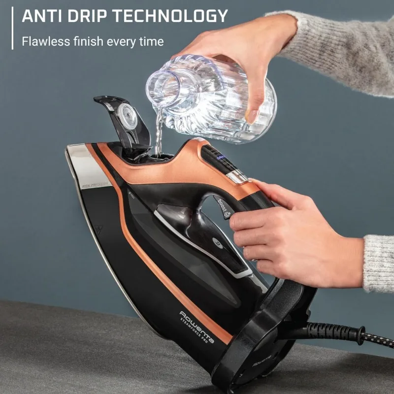 مكواة بخار للملابس 5 إعدادات مسبقة للشاشة الذكية، قاعدة من الفولاذ المقاوم للصدأ، تعزيز بخار قوي، الكي المحمول عالي الكفاءة