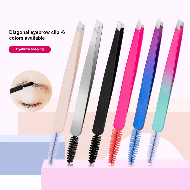 الفولاذ المقاوم للصدأ رقيقة الفم الحاجب كليب مع فرشاة ، الحاجب المتقلب ، كاذبة رمش ارتداء ، أداة الجمال #1