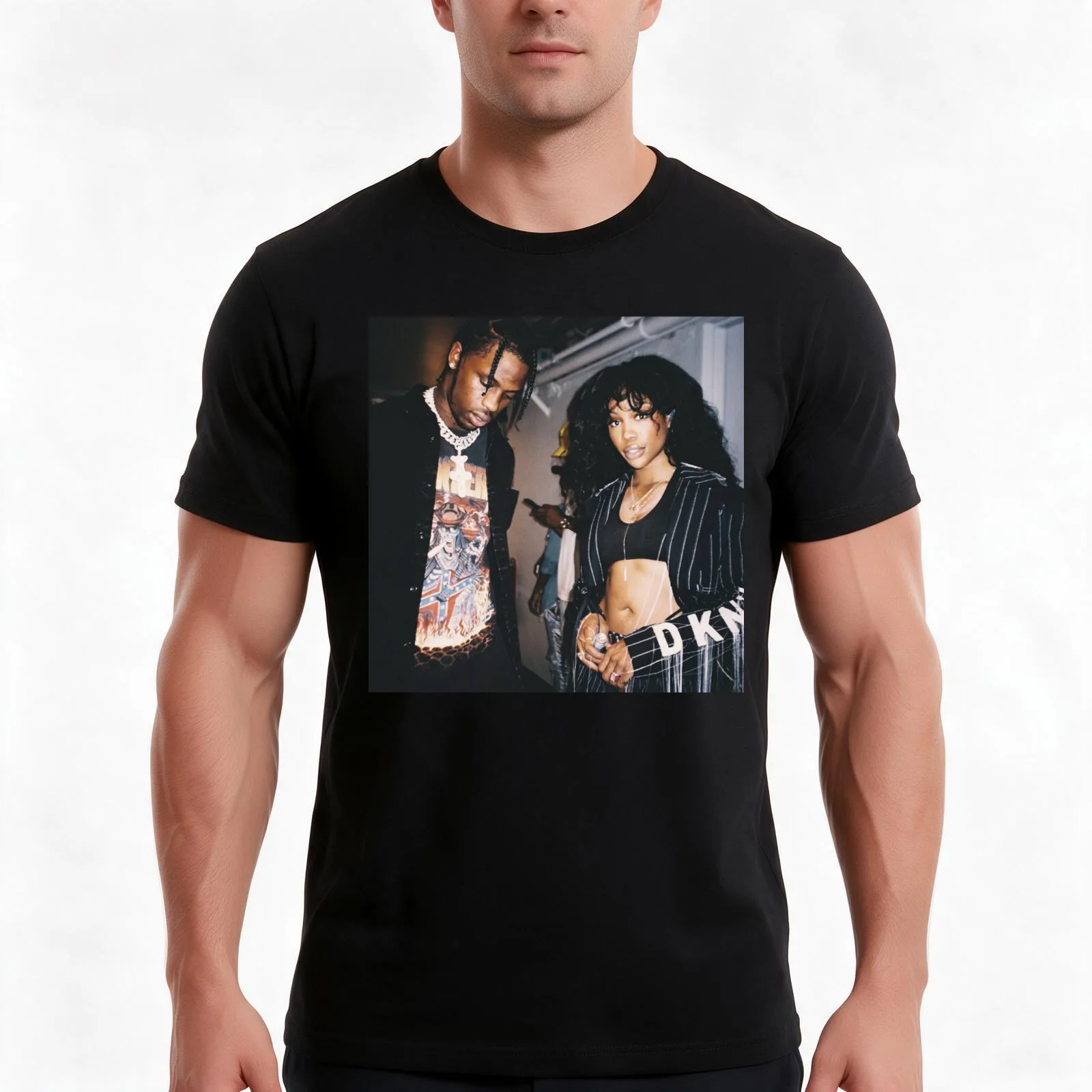 SZA And Travis T-Shirt Summer Casual Cotton Tee Oversized Streetwear Tops Vintage Graphic Print Loose Fit Short Sleeve
