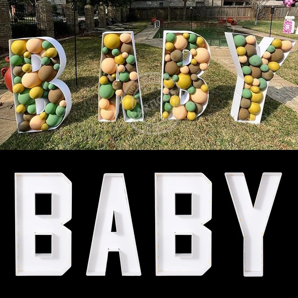 DIY Mosaic Balloon Filling Box Big Letter Baby Stand Balloon Frame Baby Shower 1st Birthday Animal Elephant Event Party Decor