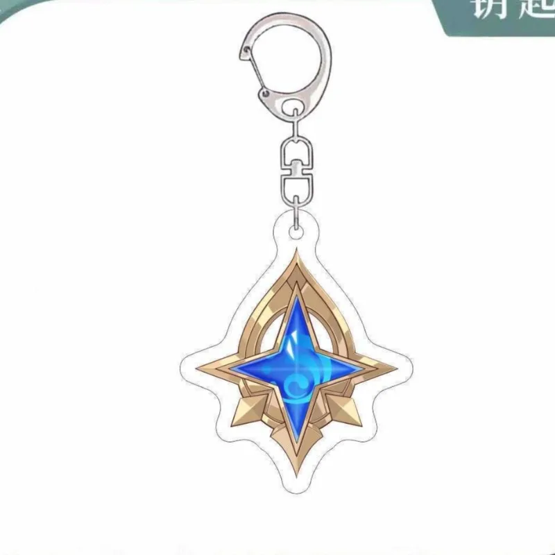 New Genshin Impact Vision Stellar Linchpin Acrylic Key‑Ring,Anemo Geo Electro Dendro Hydro Pyro Cryo Element Pendant Backpack