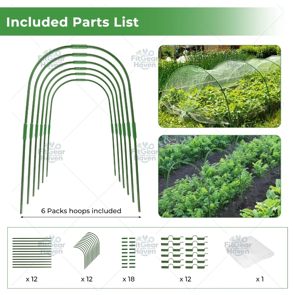 Steel Garden Greenhouse Hoops 6 Sets Tunnel Support Frame for Garden Fabric Farmland