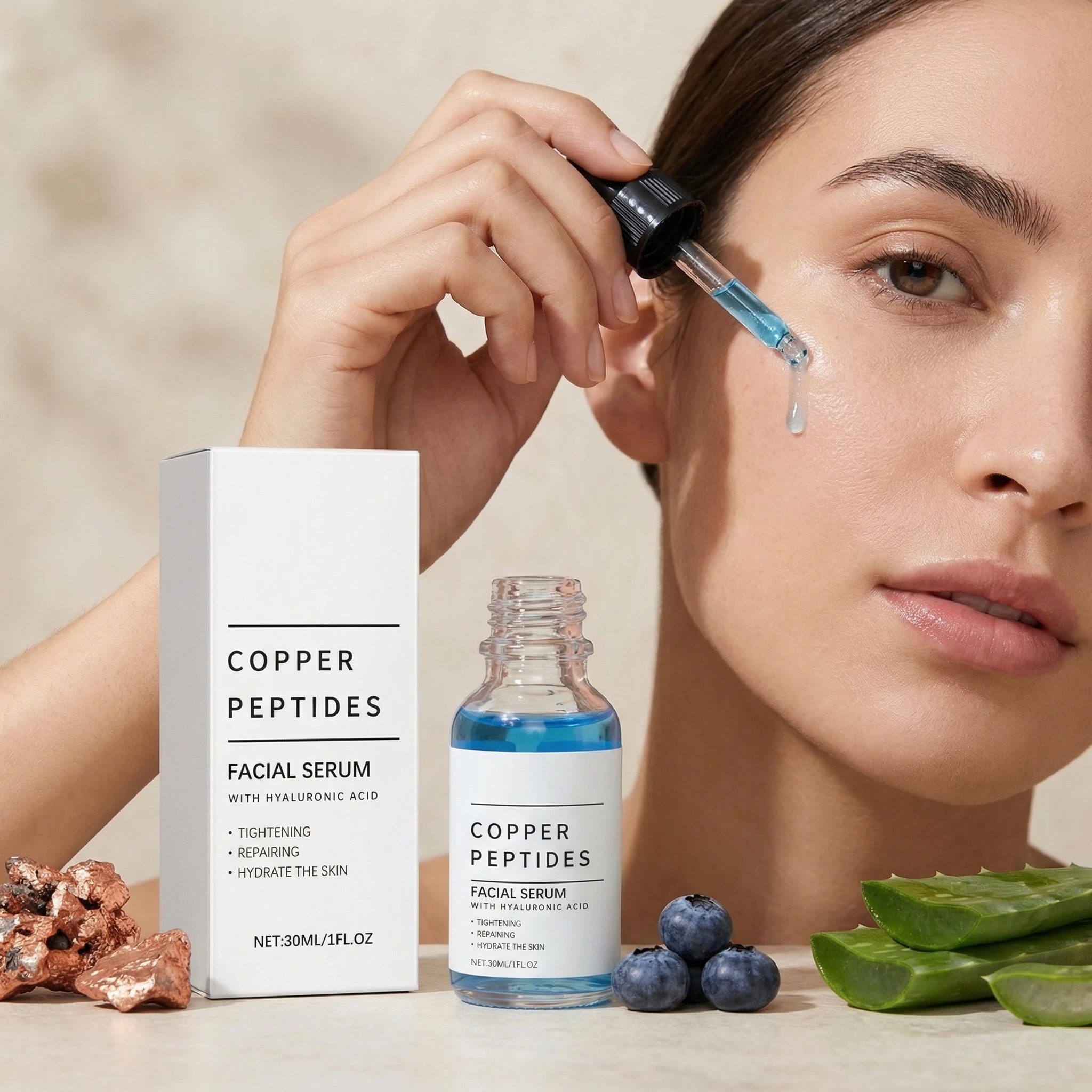 serum-facial-de-peptideos-de-cobre-e-Acido-hialuronico-hidratacao-profunda-reparacao-da-barreira-cutanea-iluminacao-e-rejuvenescimento-facial