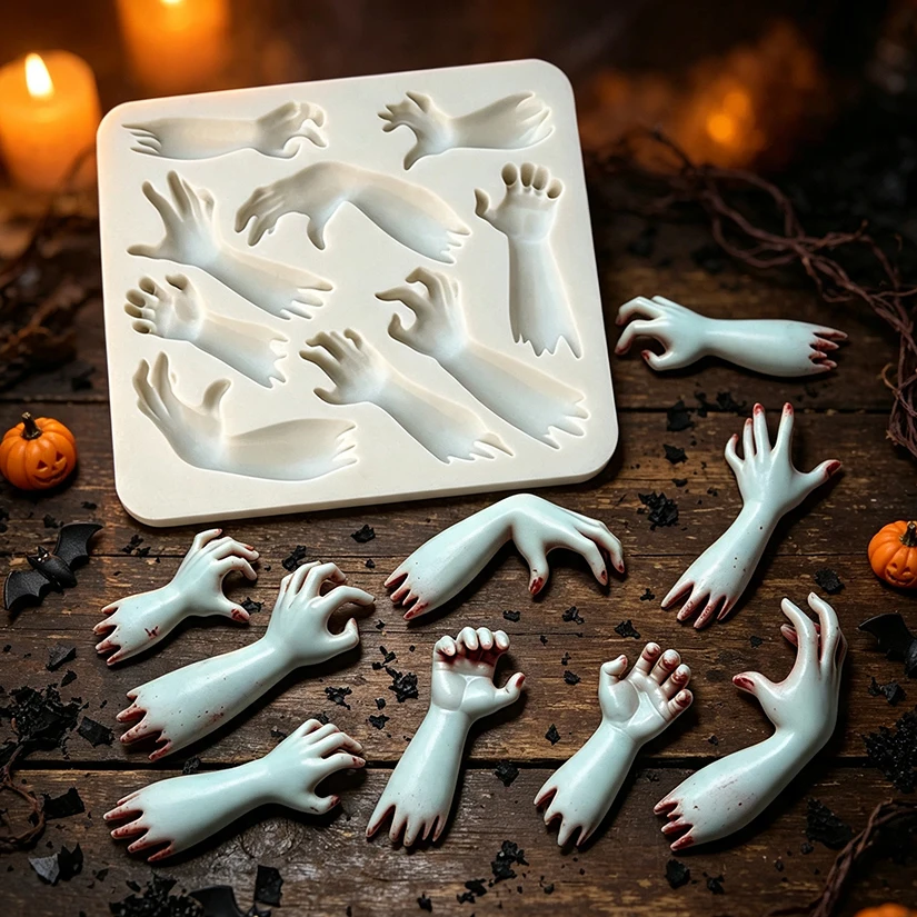 Hand Arm Halloween Silicone Sugarcraft Mold Resin Tools Cupcake Baking Mould Fondant Cake Decorating Tools