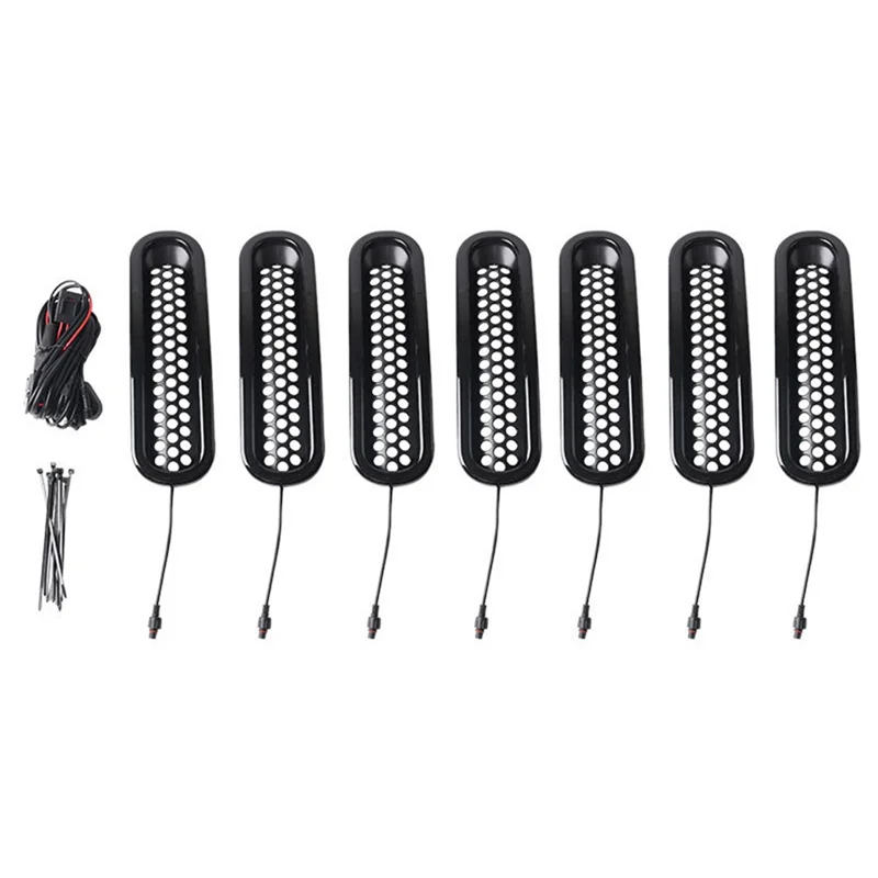 

A77Q-Впускная решетка воздуха, средняя решетка, светодиодная лампа белого цвета (с подсветкой), экран от насекомых, автомобиль для Jeep JEEP Wrangler