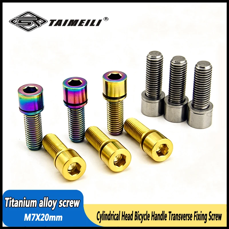 TAIMEILI 2/4/6pcs Titanium Alloy Cylindrical Head Bicycle Handle Transverse Fixing Screw M7x20mm 
