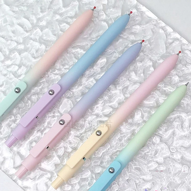 5 Pcs/Set Aurora Gradient Colour Gel Pens 0.5mm Black Quick Dry Smooth Gel Ink Pen For School Student Writing Stationery