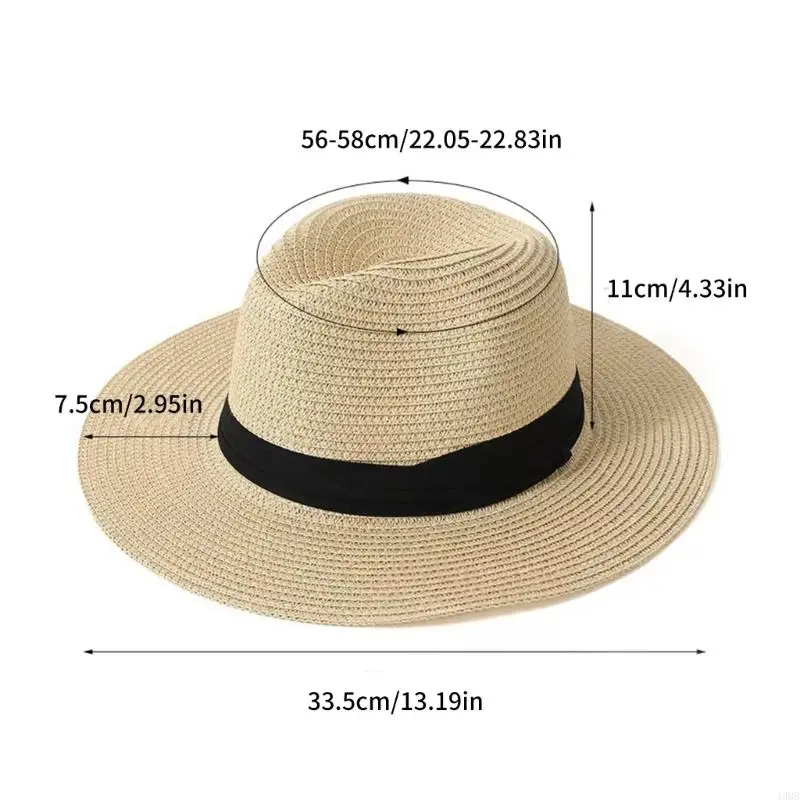 Simple Sun Hat Handwoven Vacation Straw Hat for Music Festival and Everyday Use 49MB
