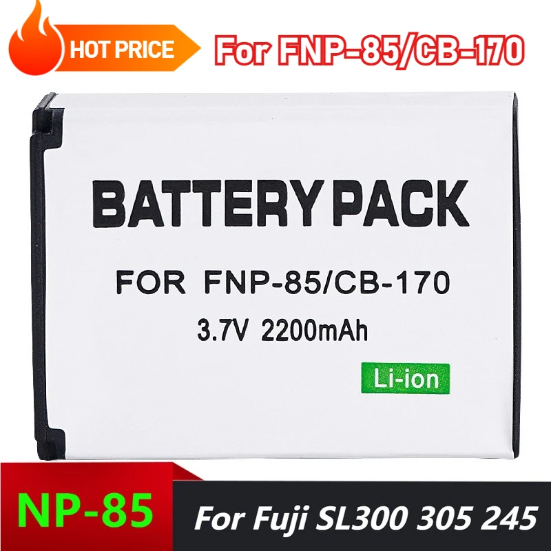 

2PCS 3.7V 2200mAh for Fujifilm SL300 305 245 260 280 D0510A NP-85 NP-170 CB-170 Batteries