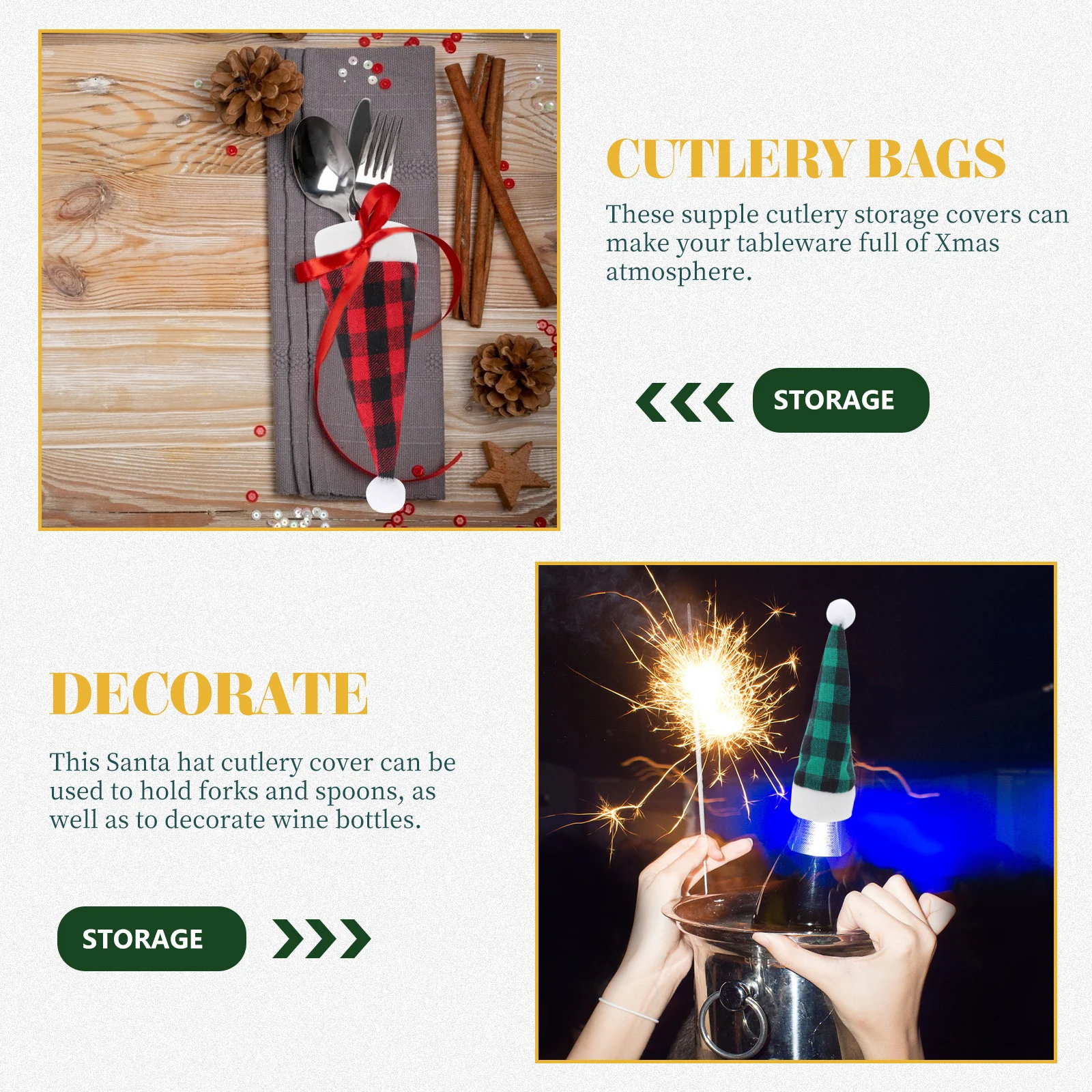 

12 Pcs up Knife and Fork Bag Bottle Set Cutlery Holder Dining Table Mini Protective Covers Holiday