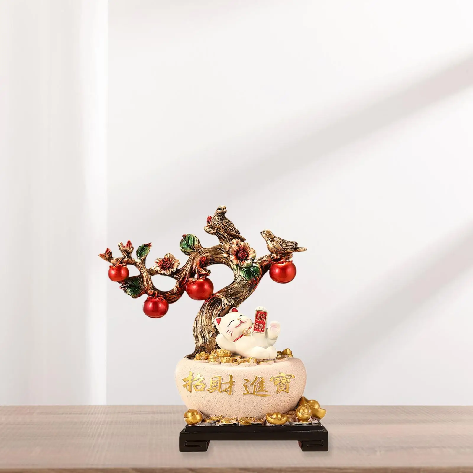 

Фигурка кошки и дерева, домашний декор, прочная декоративная скульптура, настольное украшение для книжного шкафа, спальни, подарок на новоселье