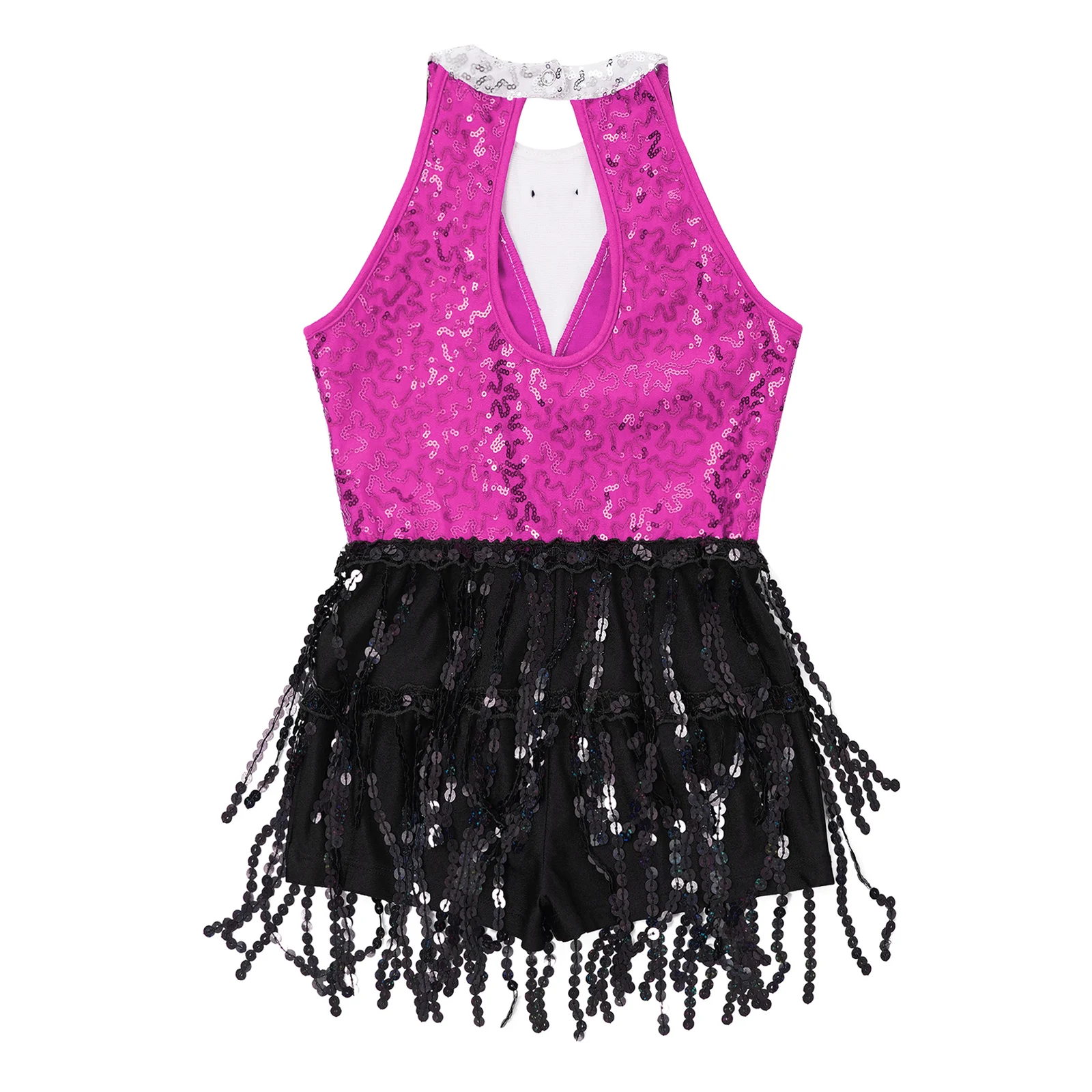 Kids Sequins Tassel Leotard Dress Jazz Dance Stage Cha Cha Tango Latin Dance Costume Girls Samba Chacha Rumba Dancewear