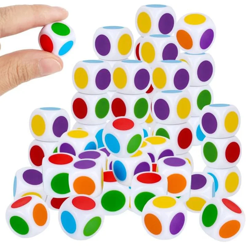 

12PCS 16MM Dice with Colored Dots Math Classroom Teaching Supplies Board Games Accessories Educational Toys for Kids Boys Girls