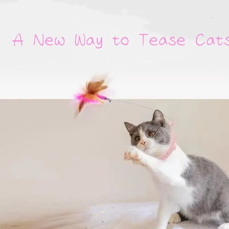 

Cat Toys Interactive Automatic Cat Teasing Stick Feather Collar Teaser Kitten Playing Teaser Wand Training Toy For Cats Supplies