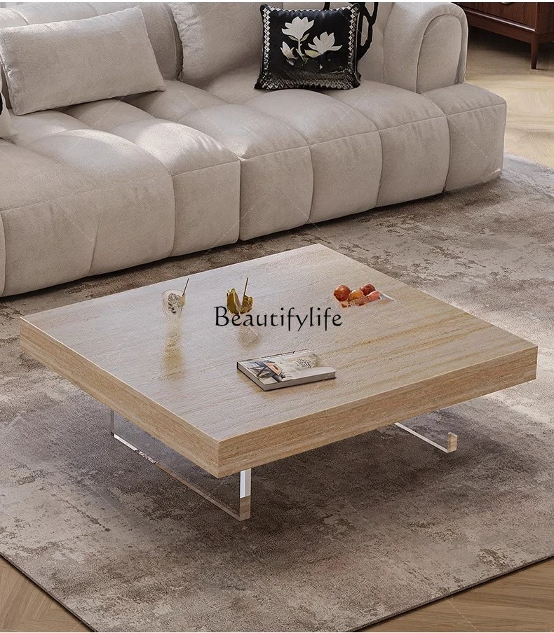 

Rock slab coffee table living room advanced sense minimalist small apartment suspended square tea table