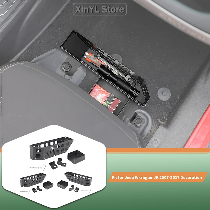 

Car Metal Storage Box Under Front Seats For Jeep Wrangler JK Gladiator 2007-2017 Car Interior Storage Accessories Left and Right