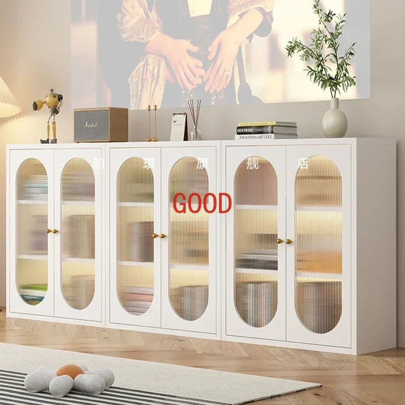 

Display Bookshelf Storage Living Room Home Glass Cabinet with Door Iron Bookcase Low Cabinet Children's Storage Furniture LVBC