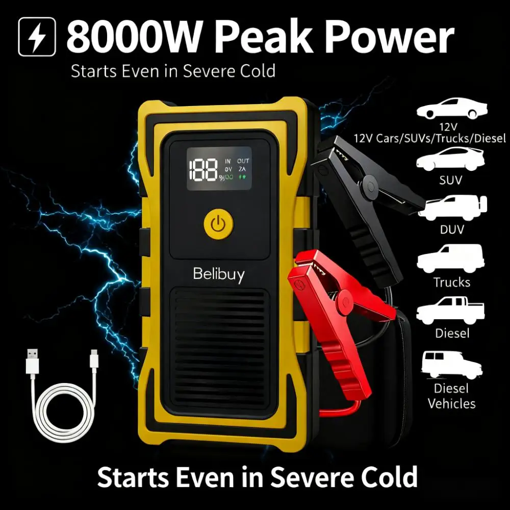 12VCar Battery Starter,5000mAh Portable Emergency Jump Starter,Auto Engine Booster,Vehicle Electronic Accessory,Emergency Tool
