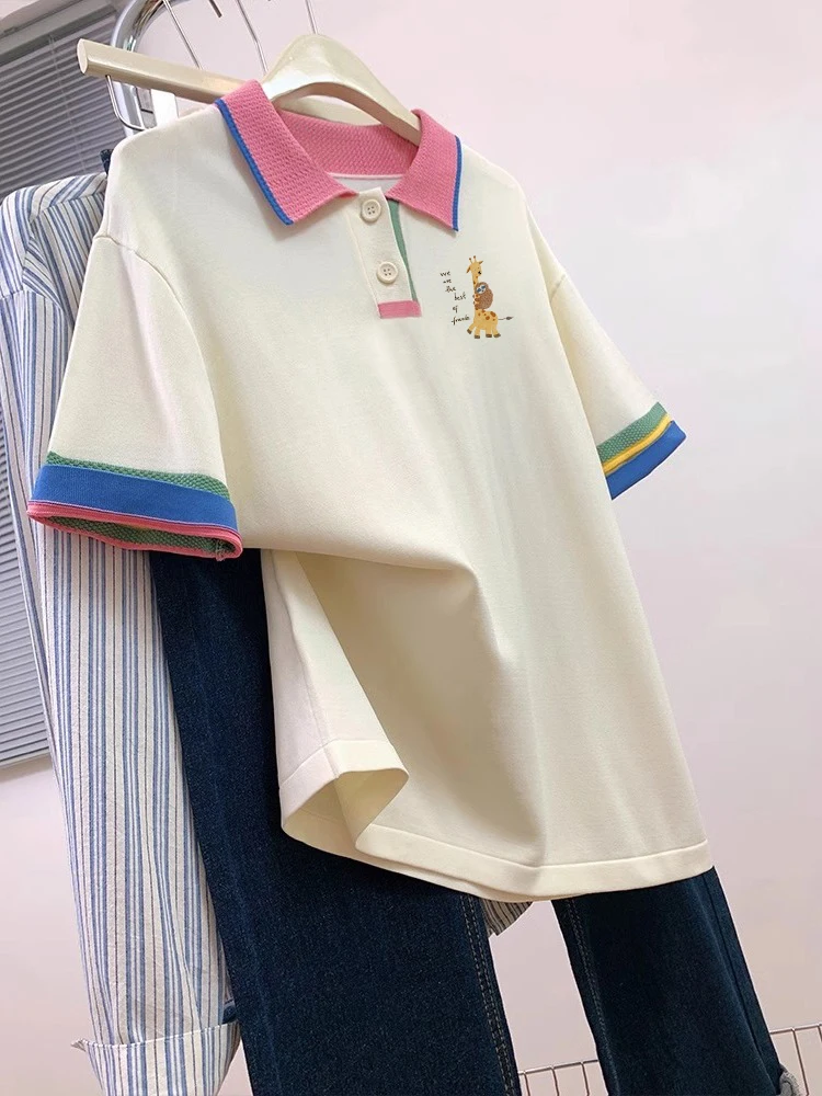 Faionable  Ne ort Sve T-irt Loose Fit Slimming Versatile Summer Top for Men And Women Age Defng Color Blo