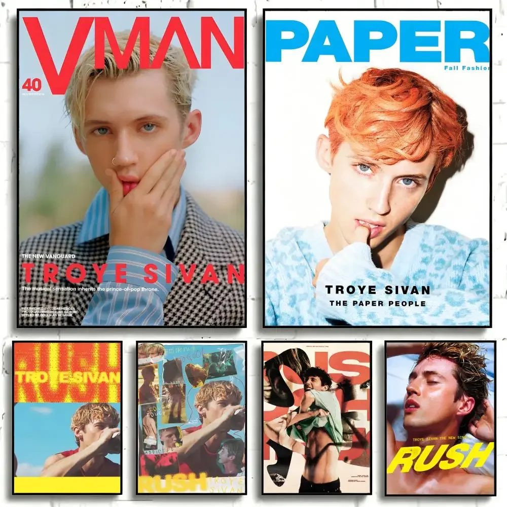 Singer Troye Sivan Poster Self-adhesive Art Waterproof Paper Sticker Coffee House Bar Room Wall Decor