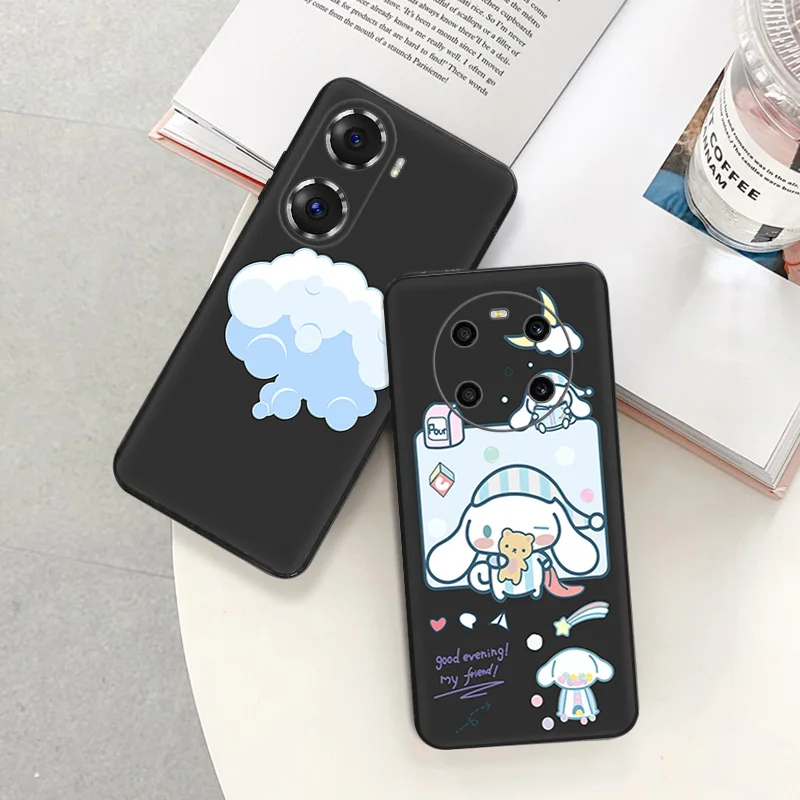 Black Soft Phone Case for Honor Magic5 Pro X7b X8b X9b X6 X7 X8 X9 A 90 70 X6A Cartoon Flaky Clouds Pixel 6 7 8 6a 7a 8a Cover