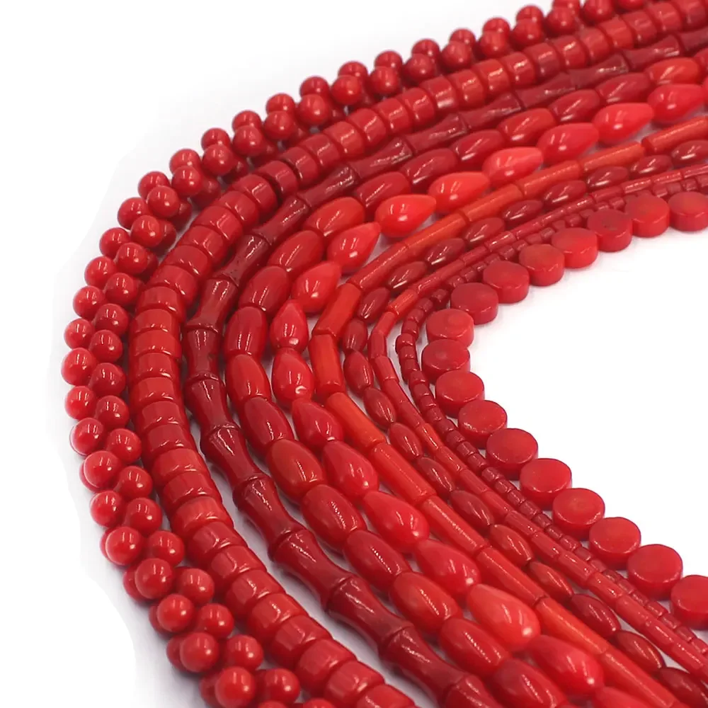 Natural Red Sea Bambo Coral Irregular Shape Loose Isolation Beads for Jewelry Making DIY for Bracelet Necklace Accessories