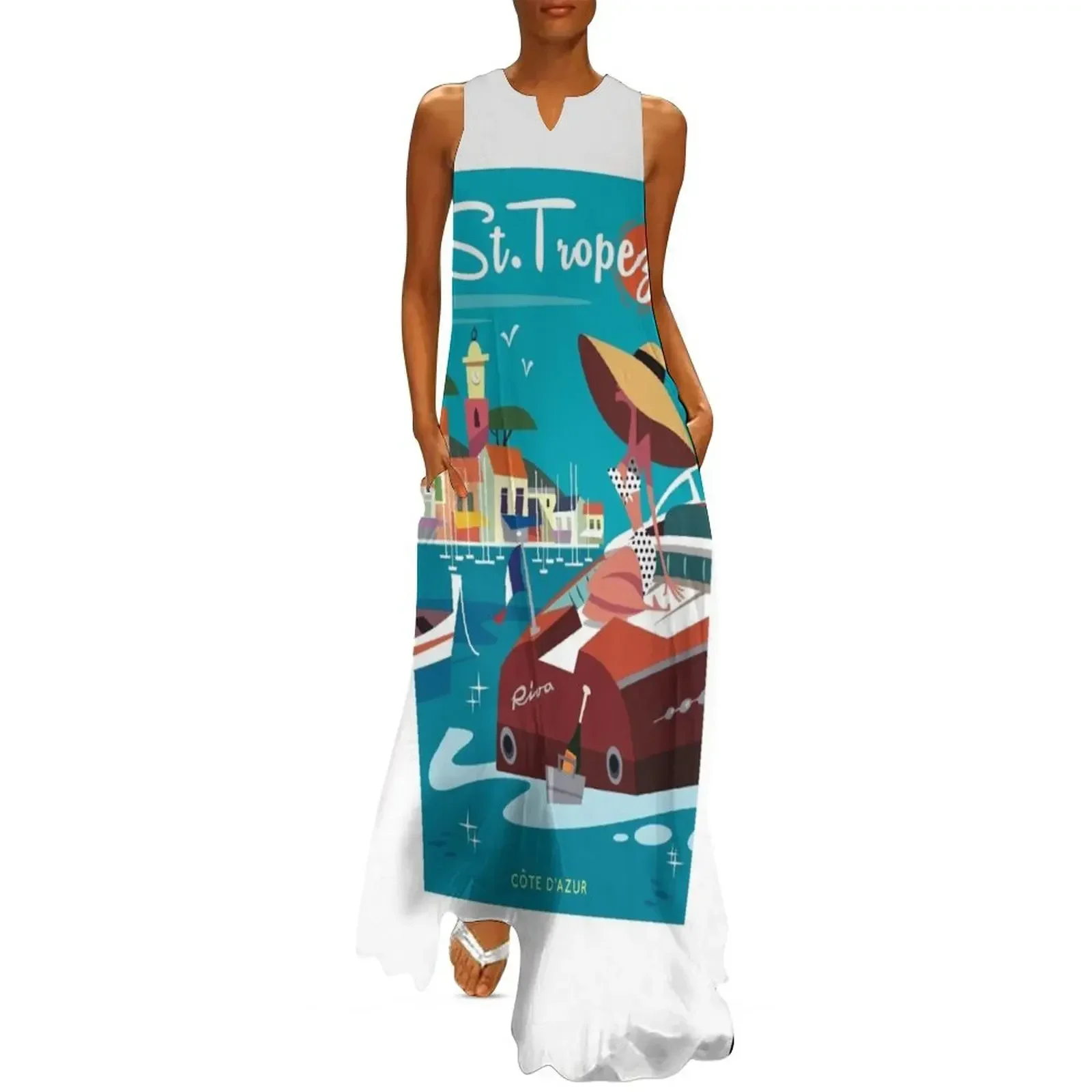 

Saint Tropez poster Long Dress dresses for women summer dress woman 2025 Long veiled dresses clothes for women Dress