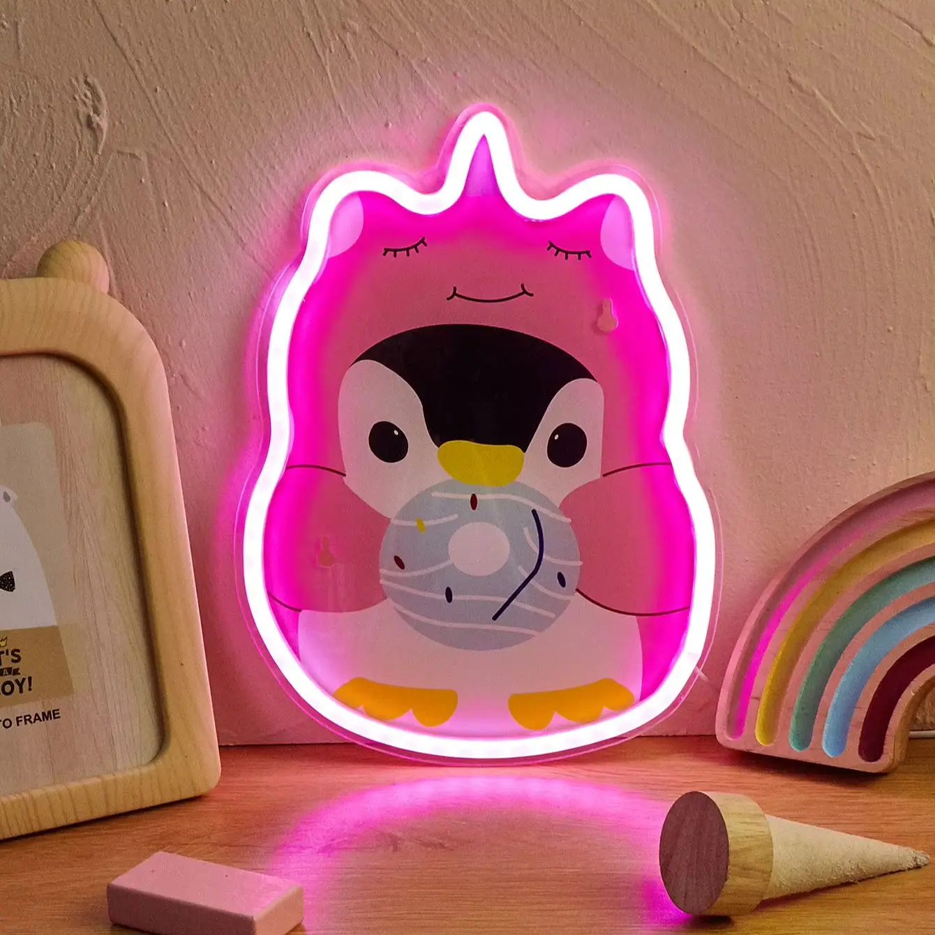 Chi-buy LED Neon Penguin USB Powered Neon Signs Decor Lamp Signs Birthday Gift Wall Art For Bedroom Room Bar Shop