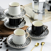 Turkish Espresso Mugs With Saucers Ceramic Cup Set For Black Tea Coffee Kitchen Party Drink Ware Home Decor Creative Gifts