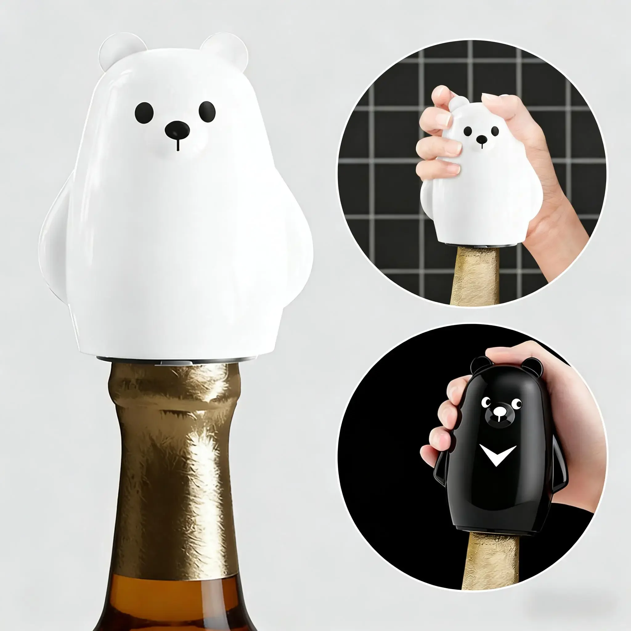 Cute Black & White Bear Bottle Opener Animal Shape Beer Cap Opener Unique Design Cool Gift Idea Kitchen Gadget Bar Accessories