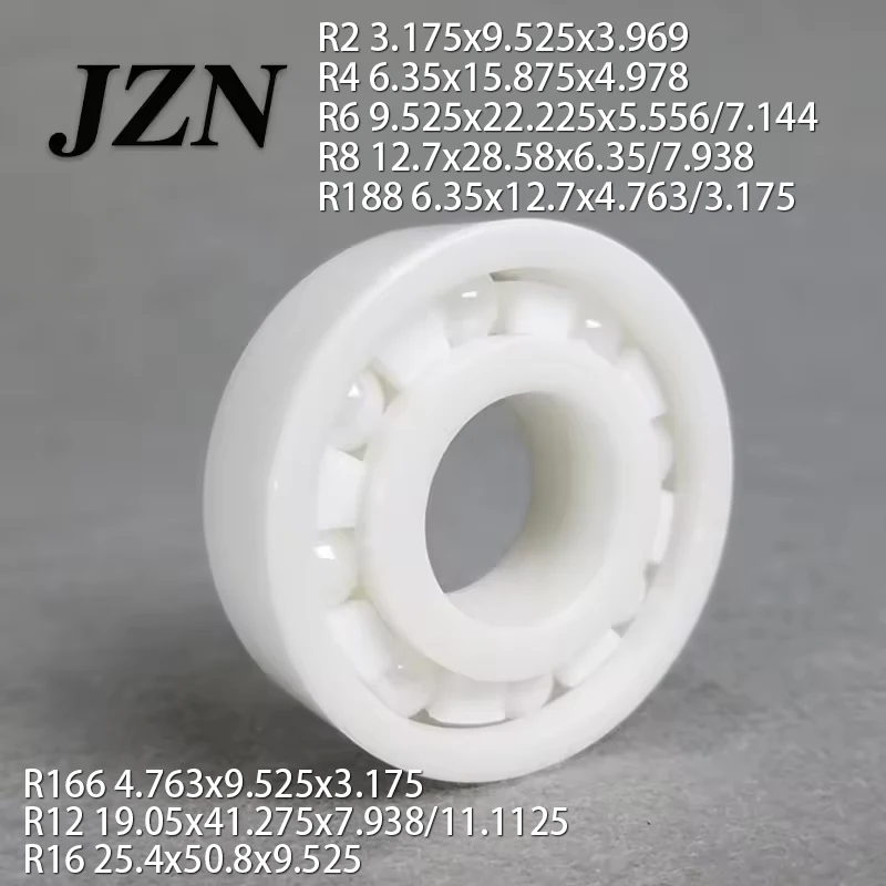 Rolamento cerâmico completo de zircônia em miniatura R8 12,7 * 28,58 * 7,938, R12 19,05 * 41,275 * 7,938, R166 R2 R4 R8 P188 R16