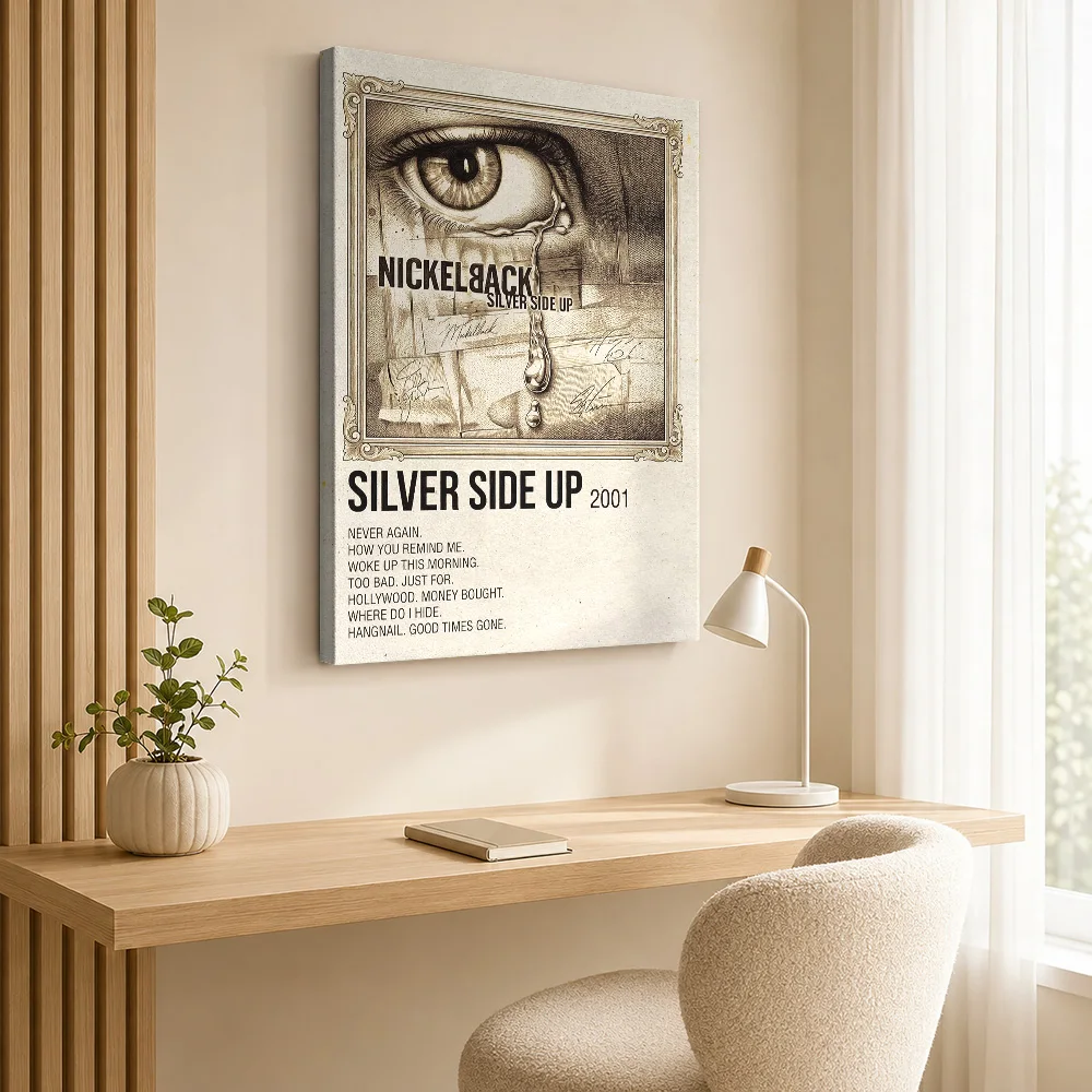 Nickelback Silver Side Up Canvas Print Customized Photo Vintage Cutout Collage Wall Art For Band Rehearsal Space Rock Fan Gift