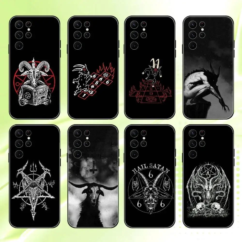 

Satanic Goat Satan Devil Phone Case For Samsung S 25,24,23,22,30,21,10,9,Ultra,Plus,Lite,FE,4,5G Black Soft Case