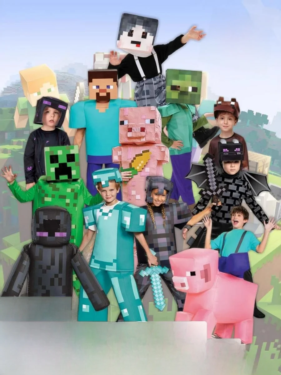 

Детский аниме-костюм для косплея на Хэллоуин Minecrt Steve Performance Par, одежда из полиэстера, аутентичный этнический сле